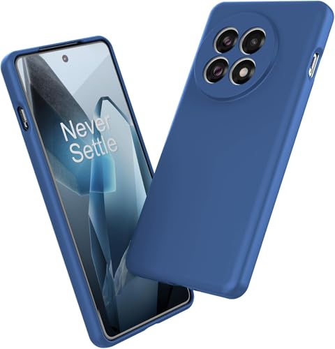 Image of DIZORO Compatible with OnePlus 13r 5G Back Cover with Upgraded Square Edges for Camera Protection Shockproof Flexible Matte Liquid Silicone Mobile Phone Case (Navy)