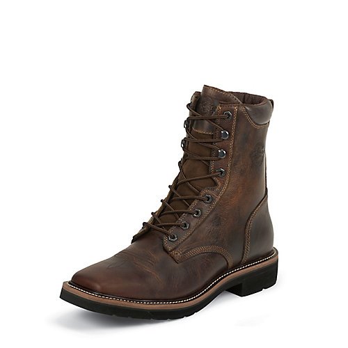 Justin Men's Stampede Lace-Up Work Boot Soft Toe Brown 8 D(M) Us #TOP4