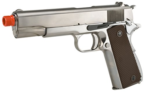 Evike - WE-Tech 1911 Gas Blowback Airsoft Pistol w/Threaded Barrel - Silver - (32730)