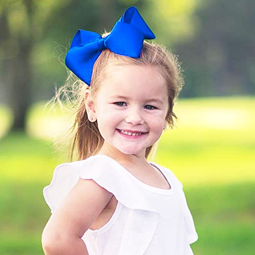 Aileam Hair Bows For Girls 6Pcs Girls Toddler Bows Clips Royal Blue Grosgrain Ribbon Alligator Clips Kids Hair Accessories ( 6Inch ×2, 4Inch ×2, 3Inch ×2) #TOP2
