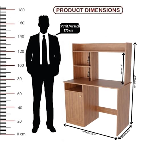 Image of SPYDER CRAFT Engineering Wood Modern Office Desk Study Table Computer Table for Office Work from Home Kids Study Room Workstation (Oak) Assembly (DIY) Do It By Yourself