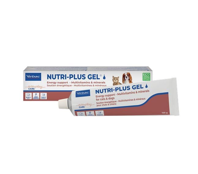 Virbac Nutri-Plus Gel | 4er Pack | 4 x 120 g Tube | Ergänzungsfuttermittel für Hunde und Katzen zur Rekonvaleszenz | Appetitanregender, hoch konzentrierter Energieträger