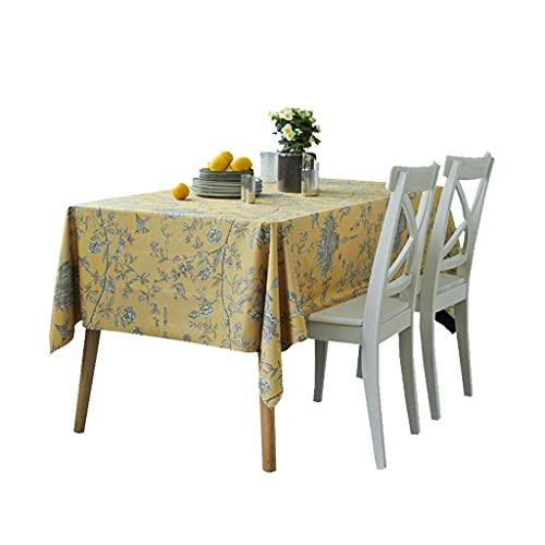 Nappe rectangulaire jaune imperméable en tissu oblong pour table de dîner