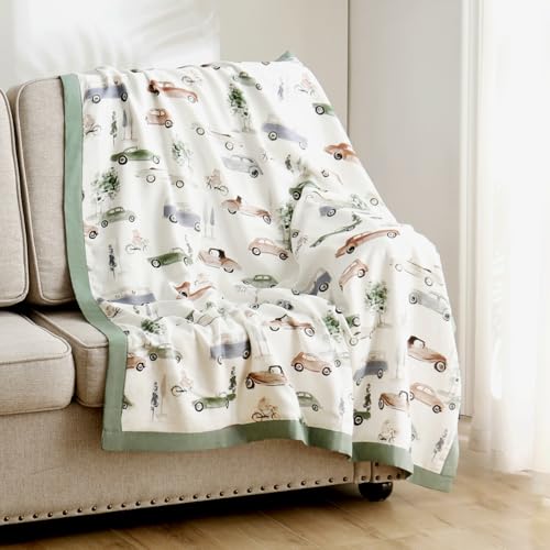 Image of GRSSDER Cotton Muslin Quilt Blanket - Silky Soft and Breathable Baby Blanket Quilt, Oversized Muslin Blankets for Newborns, Toddlers & Kids, 6 Layers Reversible Design for All Seasons, 47 inch x 47 inch
