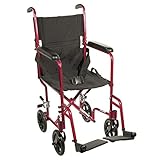 Drive Medical Deluxe Lightweight Aluminum Transport Wheelchair, Black, 17'