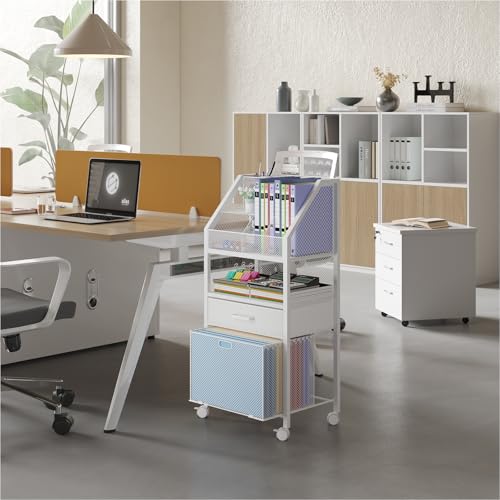 image for Homsorout Rolling Cart with Wheels - Utility Storage Cart with Drawers