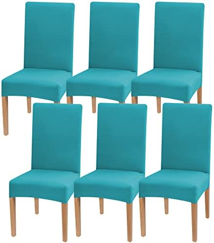 Newthinking Stretch Chair Covers for Dining Room, High Back Dining Chair Covers, Removable and Washable Full Wrap Elastic Chair Cover for Hotel, Wedding, Kitchen, Dining Room (Wine Red, 4 Pack)