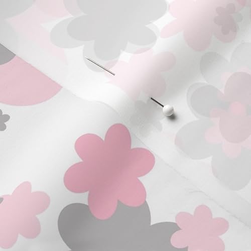 Vista 14 de Spoonflower Tela - Rosa Gris Gris Floral Niña Nursery Flower Room Impreso en tela Minky por The Yard - Cobijas de bebé Coser Edredón de felpa