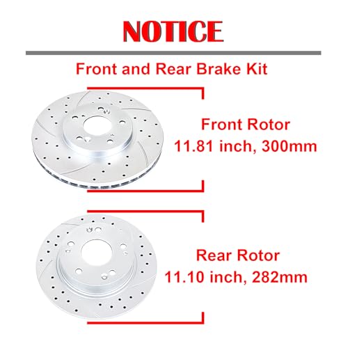 Image of Acioparts Front (11.81 inch) and Rear (11.1 inch) Brake Kit for 2009-2010 TSX