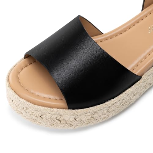 Image of Athlefit Women's Espadrille Platform Wedge Sandals | Adjustable Ankle Strap Buckle,Comfortable Open Toe Flatform,Summer Casual Daily Wear for All-Day