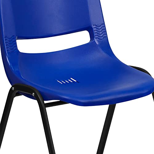 Flash Furniture 5 Pack Hercules Series 440 Lb. Capacity Kid's Navy Ergonomic Shell Stack Chair With Black Frame And 14" Seat Height #TOP6