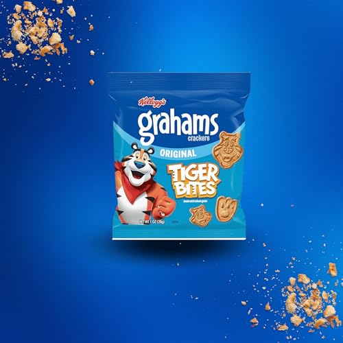 Kellogg\'s Tiger Bites Crackers Bulk Pack Original - 10 Individually 1oz Bags Box - For Lunch Boxes, Car Rides, Sporting Events, Work Desk, Gym Bag, Quick Snack By Drinkolin
