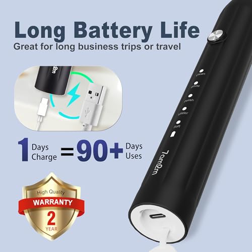 Image of 7AM2M Sonic Electric Toothbrush for Adults and Kids, with 8 Brush Heads and Travel Case,5 Modes with 2 Minutes Build in Smart Timer, One Charge Use for 90 Days, Rechargeable Toothbrushes(Black)