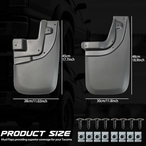 Image of XUKEY 4PCS Mud Flaps Splash Guard for Toyota Tacoma 2005-2015 Mudguards Mudflaps with Fender Flares Tire Protector Rear Front Car Accessories Replacement