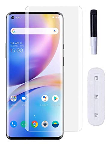 Image of VZZR?'s UV Tempered Glass for Reno 5 Pro 5G Advanced Border Less Full Screen Coverage (except edges) UV Screen Protector Guard with Installation Kit - Pack of 1