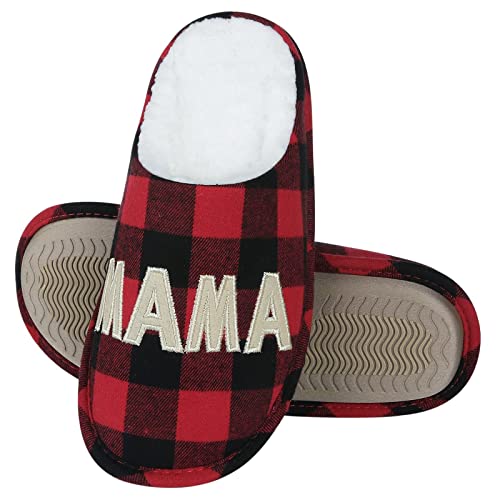 Shevalues Gifts For Mom From Daughter Son, Best Mama House Slippers Memory Foam Indoor Slippers For Women, Best Mama Buffalo Plaid, S #TOP6