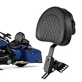 DREAMIZER Black Adjustable Driver Backrest Plug-in Rider Backrest Pad Motorcycle Custom Mounting Kit Compatible with Harley Touring Models Road King Street Glide Electra Glide Road Glide 1997-2023