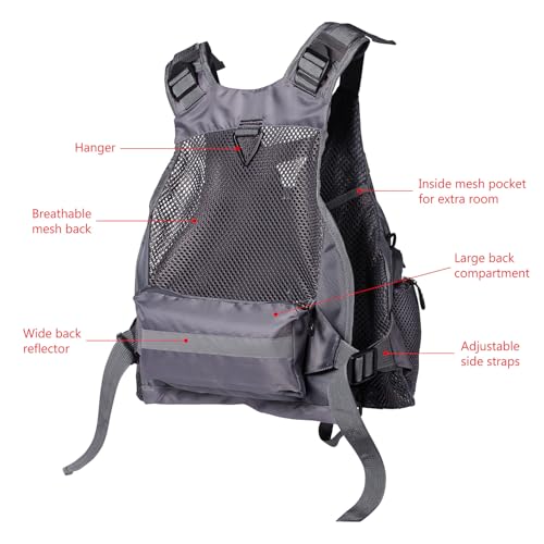 Bassdash Herren Angeln Weste Multifunktionsweste Anglerweste mit biszu max.20 Taschen für Fliegenfischen und Outdoor Freizeit