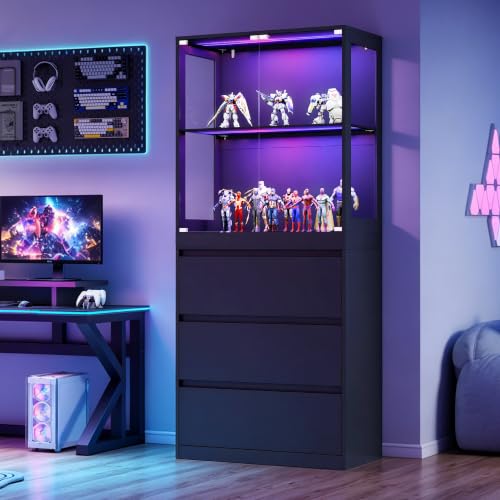 Image of AMERLIFE Modular DIY RGB Display Cabinet, 32 x 16 x 72.5 Inch