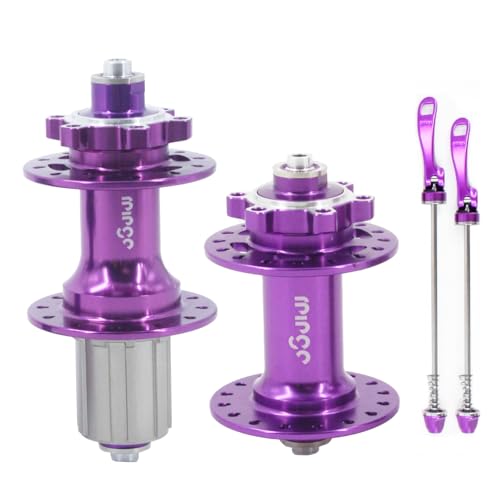 rningo Bike Hubs Disc Brake 32 Holes, Front Rear HG for 8/9/10/11/12 Speed?Quick Release Cassette Hub 4 Bearings 3 Claws 120 Clicks?Compatible for MTB/Road Bike Hubs (32H-Purple)
