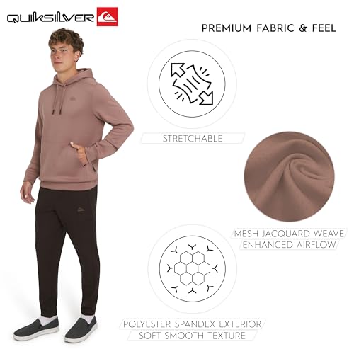 Image of Quiksilver Men's Regular Fit Active Performance Heavyweight Jacquard Mesh and Polar Fleece Pullover Hoodie (S-XL)