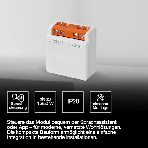 OSRAM SMART+ WiFi Schaltmodul 1 Kanal, 8A Schaltleistung, Energiez&auml;hler, Smart Home, Alexa kompatibel, Wei&szlig;