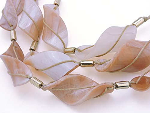Bocar 3 Strand Statement Acetate Necklace Women Fashion Resin Multi Layered Collar Necklaces (Nk-10660-Beige) #TOP6