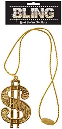B&S Trendz Dollar Sign Gold Coloured Necklace Gangster Pimp Fancy Dress Chain 70'S Daddy image 2