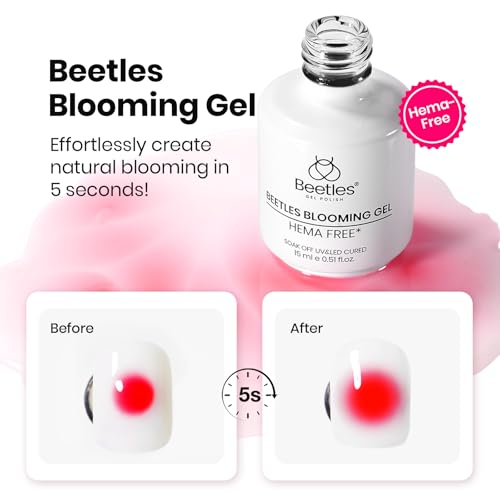 Image of Beetles Blooming Gel & Base Top Coat Set 3PCS 15ml HEMA Free, Quick Spreading Marble Effect No Wipe Top Coat Long Lasting Soak Off UV LED Gel Nail Polish Kit for Nail Art DIY Gifts for women