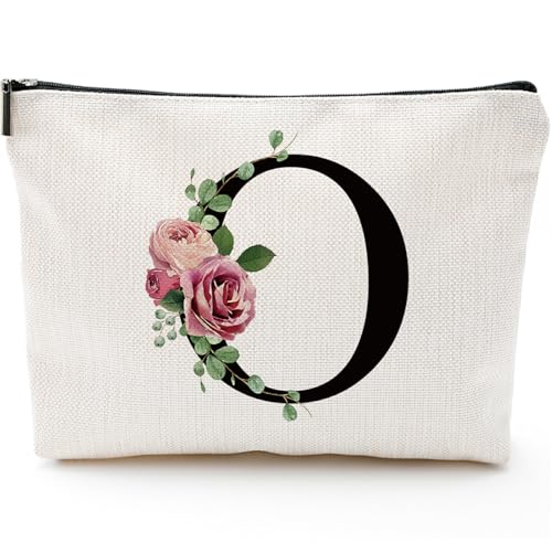 Comanro A-Z Personalized Makeup Bag, Monogrammed Bridesmaid Presents Cosmetic Bag, Portable Stationary Storage Organizer, Friendship Travel Makeup Bags