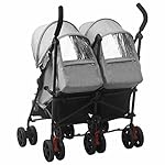 Chenshu Geschwisterwagen, Zwillingskinderwagen, Doppelkinderwagen, Geschwisterbuggy, Double Stroller, Hellgrau Stahl