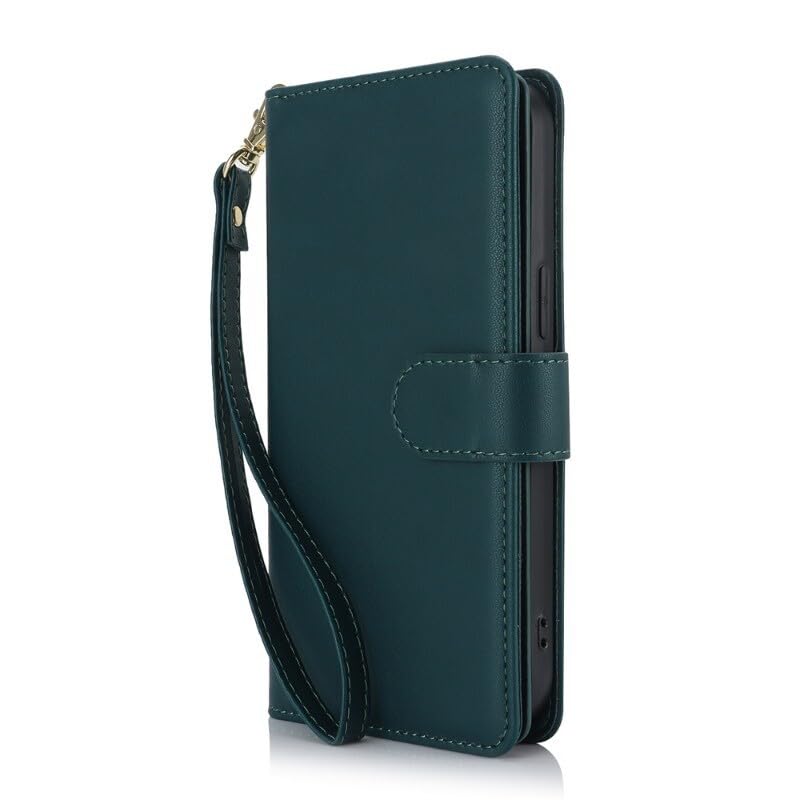 Étui Samsung Galaxy A07 vert en cuir à rabat multiportefeuille avec protection antichoc robuste