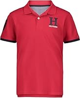Tommy Hilfiger Boys' Short Sleeve Pique Matt Polo Shirt, Button Closure, Soft & Comfortable, Scarlet Sage, 14-16