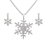 EVER FAITH® Silver-Tone Snowflake Necklace Earrings Set Austrian Crystal Clear Bridal