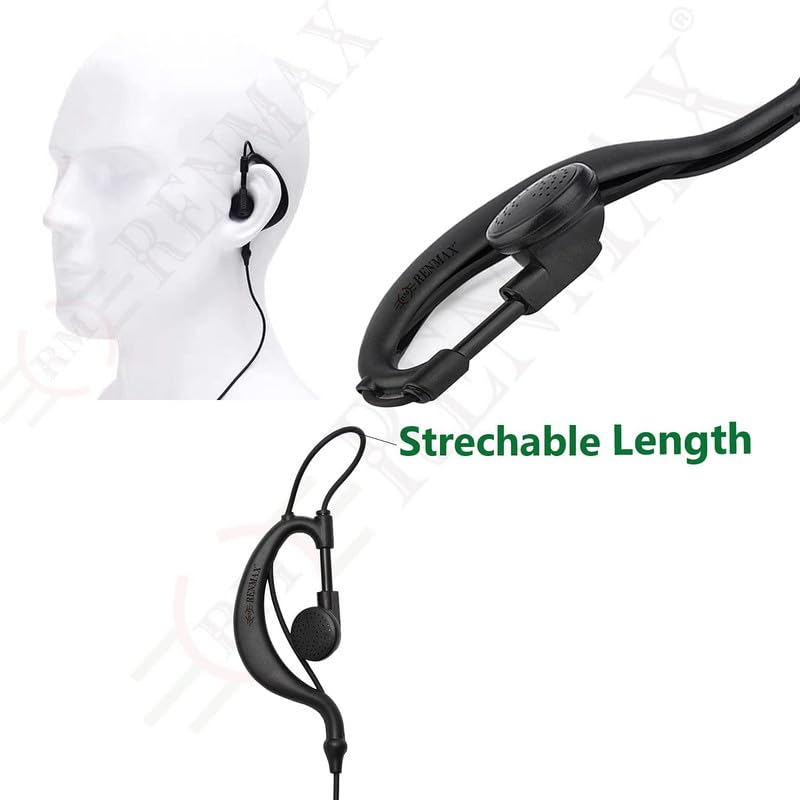 Image of RENMAX PTT EP-10(N) Wired PTT Earphone 2-Pin K Type Connector 2.5 mm & 3.5mm Audio Jack 1.15 mtr Wire Length Earpiece Suitable for Models FB-888S VU-5R etc - Pack of 10