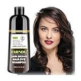 DYEING 221 BC FARNDU Dark Brown Hair Dye Shampoo 3 in 1 with Argan Oil – 10-15 Min Gray Coverage, Natural Instant Hair Color Shampoo for Women and Men, Long-Lasting Up to 6 Months
