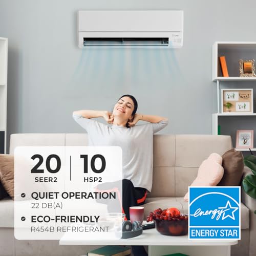 Image of Mitsubishi 9000 BTU 20 SEER2 HX-Series Mini Split Heat Pump System with 15ft Line Set & Installation Kit - R454B Single Zone | High Efficiency Wall Mounted Ductless AC /Heating Unit