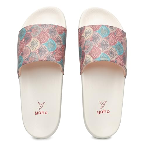 Image of YOHO Tropica Printed Comfortable Women Slides | Stylish Rainy Footwear & Waterproof Monsoon Sandals | Soft Inner Lining On Strap