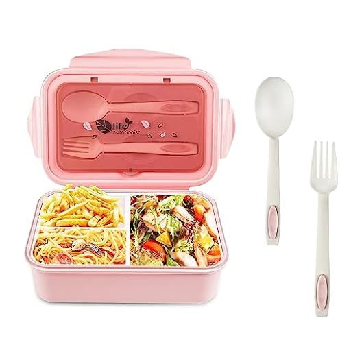 Relota Fiambrera con 3 Compartimentos y Cuchara Tenedor 1400ml, lunch box Sin BPA Hermetica fugas, bento box para Microondas y Lavavajillas, loncheras para Adultos Niños Escuela Trabajo, rosado | Ya disponible en tu tienda friki favorita! En mundofriki.es!