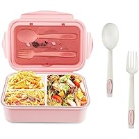 Relota Fiambrera con 3 Compartimentos y Cuchara Tenedor 1400ml,