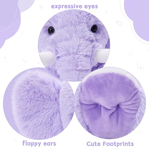 Image of MorisMos Large Elephant Stuffed Animal, 19.6inch Soft Stuffed Elephant Plush Companion Gifts for Girls Boys, Purple