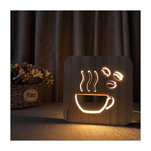 LED Nachttischlampe 3D Holz Geschnitzt Nachtlicht Tier Nachtlicht Kinder Kinder Lesestation Schreibtisch Tischleuchte(Color:B.)