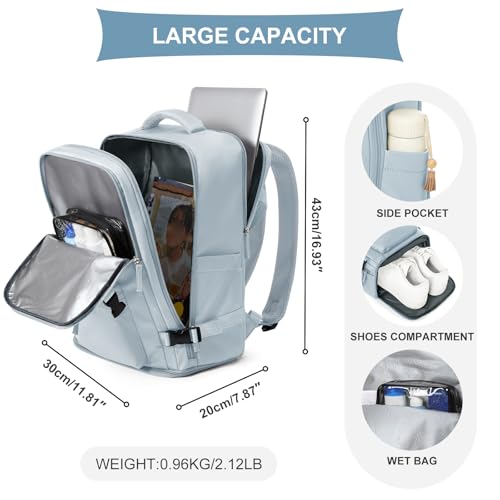 Image of coowoz Travel Backpack For Women Men Airline Approved,Black Carry On Backpack,Large Hiking Laptop College Backpacks Waterproof Outdoor Sports Rucksack Casual Daypack Fit 15.6 Inch Backpacks