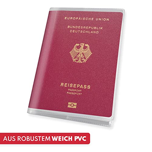 Gentle North 2 x Reisepasshülle (13,5 x 19 cm) transparent - Passport Cover für den NEUEN Reisepass - Robuste reißfeste Passhülle als Perfekter Schutz vor Schmutz, Feuchtigkeit und Kratzern
