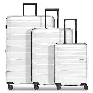 Bergpfeil Koffer-Set 3-teilig |Hochwertiges Polypropylen-Material |mit Dehnfalte erweiterbares Koffer-Set Unisex| Doppelrollen & TSA-Schloss (Travel)