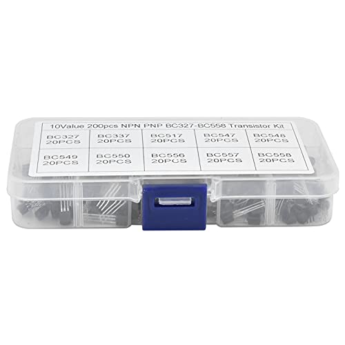 KooingTech 200 Stück Transistor Set, Dioden Sortiment Kit Mit Clear Box,BC327 BC337 BC517 BC547 BC548 BC549 BC550 BC556 BC557 BC558