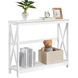 Yaheetech Wood Entryway Table, Console Table for Entryway, 2-Tier Sofa Table Accent Table w/Storage Shelf for Living Room, Hall, Foyer, White