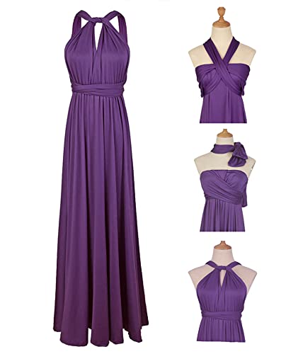 Image of Sexyshine Women's Backless Gown Dress Convertible Multi-Way Wrap Halter Cocktail Dress Bandage Bridesmaid Long Dresses