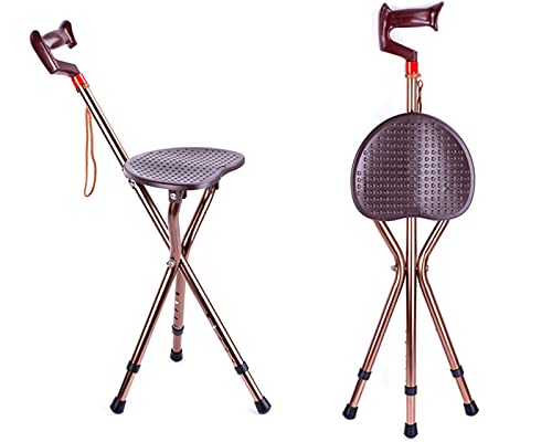 Stick-Buts De Marche des Bâtons De Marche Réglables Légers Siège, des Cannes Pliantes avec des Béquilles De Trépied Aluminium Portablement Portables pour...