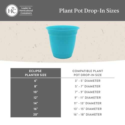 The HC Companies Eclipse Round Planter with Saucer - Outdoor & Indoor Plant Pot with Drainage Holes - Lightweight, UV-Resistant Plastic Pots for Plants, Flowers & Herbs (8" Warm Gray, Pack of 1)